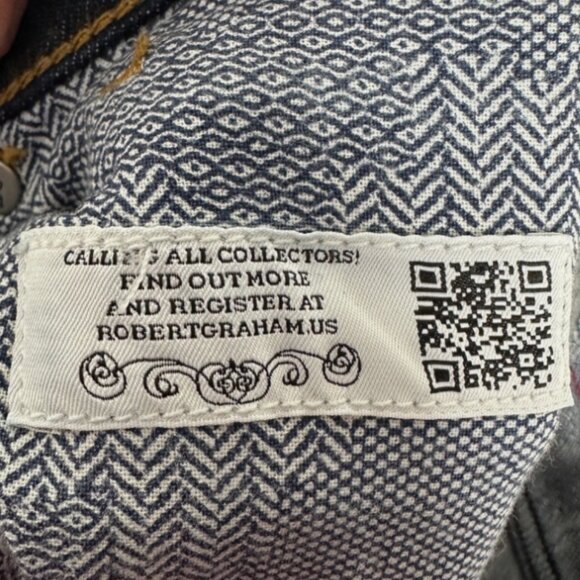 Brand New Men's Robert Graham Resist Kipling Tailored Fit Dark Blue Indigo Jeans - Picture 8 of 11